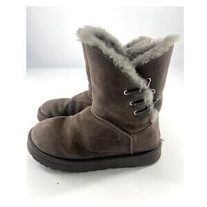 Ugg Constatine Satin Ribbon Boots Womens Size 7 Gray Charcoal Warm Y2K